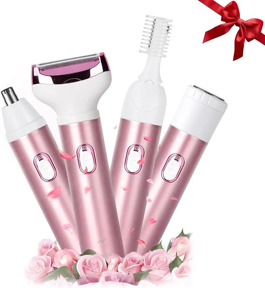 glowtalebaeuty Personal Groomers – Wet & Dry Electric Razor for Women Body Razors 4-in-1 Facial Hair Remover Electric Shaver and Facial Hair Remover Painless Ladies Body Razors for Nose Face Body Leg Bikini Arm Hair