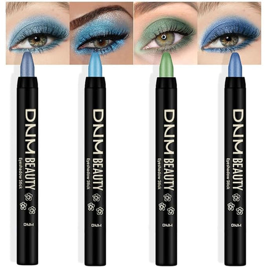 evpct Eyeshadow – evpct 4Pcs Cream Blue Eyeshadow Stick Pencil Set for Eyes Waterproof Sky Blue Dazzling Blue Greenish Cyan Royal Blue Shimmer Metallic Holographic Eyeshadow Crayon Stick Bulk sombras en crema para ojos