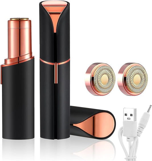 shuangtong Epilators – Facial Hair Remover for Women, Device, Remover Women Face, Finishing Touch Upper Lips, Chin & Cheeks, USB Rechargeable with LED LightIncluded Two Replacement Heads (Black)