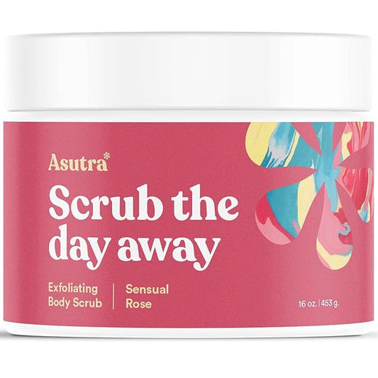 ASUTRAASUWD Body Scrubs – ASUTRA Dead Sea Salt Essential Oil Body Scrub Exfoliator (Sensual Rose), 16 oz - Ultra Hydrating, Gentle, & Moisturizing - Coconut, Rose, and Sandalwood Oils