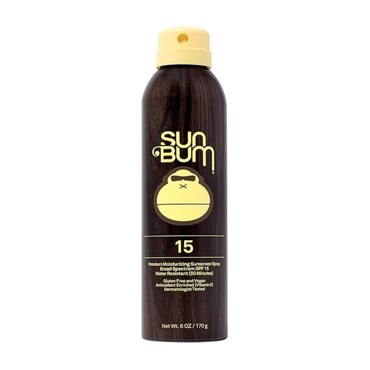 SunBum Body Sunscreens – Sun Bum Original SPF 15 Sunscreen Body Spray - Broad Spectrum Moisturizing Sunscreen with Vitamin E - Hawaii 104 Act Compliant (Made without Octinoxate & Oxybenzone) - 6 oz