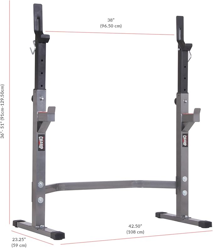 Top Pick – Body Champ Olympic Weight Bench with Squat Rack Included PRO3900, Grey