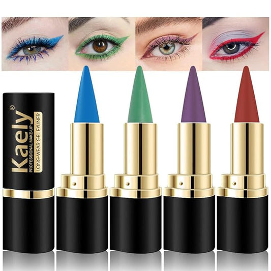 KaelyCosmetics Eyeliner – Kaely 4Pcs Light Blue Green Purple Red Gel Eyeliner Pencil,Cream Waterproof Smudge Proof Eye Liner,Halloween Makeup,Eye Black Face Paint Lipstick Crayon,Color Colorful Eyeliner Eyeshadow Stick