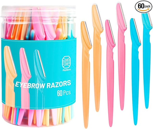 MoHern Disposable Razors – MoHern Eyebrow Razor with Box, 60 Pcs Face Razors for Women and Men, Multipurpose Dermaplane Razor, Dermaplaning Tool for Face, Multi-Color
