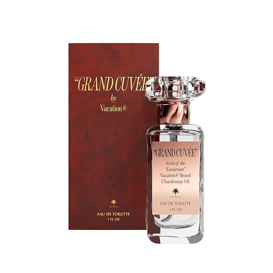 Vacation Eau de Toilette – VACATION “GRAND CUVÉE” Eau de Toilette Sunscreen, Amber Vanilla Perfume for Women & Men, Unisex Summer Scent with Argan, Peach, Cedarwood & Vanilla Bean, 1 Fl