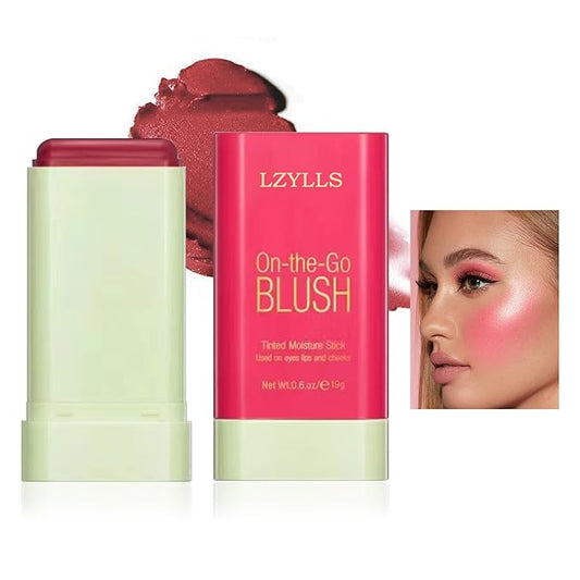 LZYLLS Blush – Cream Blush Stick,Waterproof Multi Makeup Cream Stick,Lightweight,Long-lasting,Easy To Use,2 in 2 Multi Blush for Cheeks & Lip Tint & Eyeshadow Makeup,Suitable for All Skin B