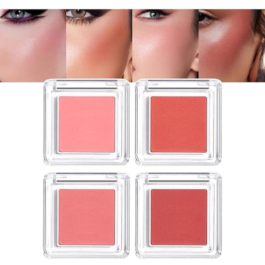glowtalebaeuty Blush – Blush for Cheeks Professional Makeup Palette, Comes with 4 Separate Powder Palette,Blendable and Fade-Resistant for Eyes,Lips & Cheeks Long-Wear Matte Finish,Color-Coral Nude Pink Red Comes with Brush