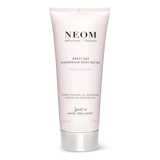 NEOM Body Butters – Neom- Great Day Magnesium Body Butter, 200ml | Mandarin & Wild Mint | Cream Moisturiser With Essential Oils | Nourish & Soften | Fresh & Zesty