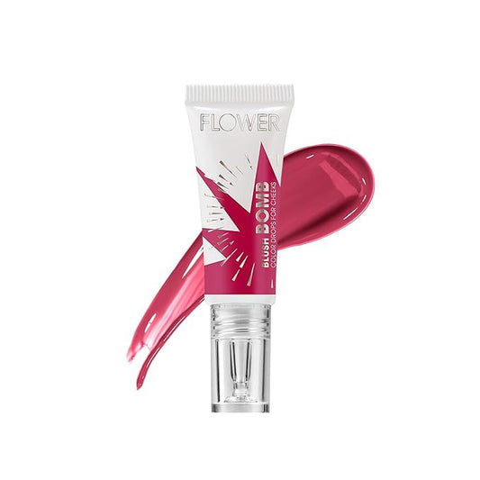 FLOWERBEAUTY Blush – FLOWER Beauty By Drew Barrymore Liquid Blush Makeup Bomb Color Drops -Silky Lightweight Formula + Gel Cream Blush for Cheeks - Radiant + Glossy Finish - Buildable + Lightweight Formula - Cruelty-Free + Vegan (Bitten)