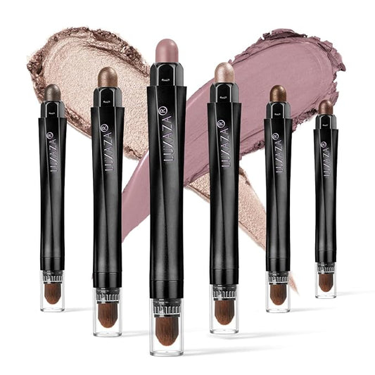 glowtalebaeuty Eyeshadow – 6PCS Cream Eyeshadow Stick Makeup Sets, Metallic And Matte Shimmer Eye Shadow Eye Brightener Stick Pencil Crayon, A01-Brown Neutral
