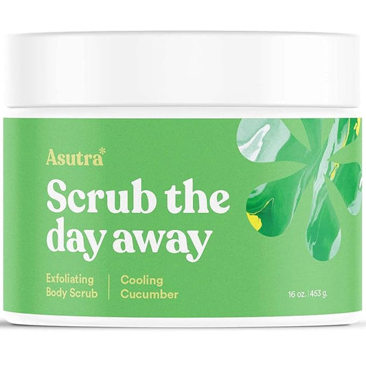ASUTRAASUWD Body Scrubs – ASUTRA Dead Sea Salt Essential Oil Body Scrub Exfoliator (Cooling Cucumber), 16 oz - Ultra Hydrating, Gentle, & Moisturizing - Coconut, Cucumber, and Peppermint Oils