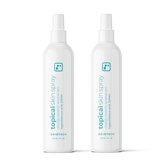 BRIOTECHUSA Face Mists – BRIOTECH Topical Skin Spray, Hypochlorous Acid Spray for Body & Face, Eyelid Cleanser, HOCl Facial Mist, Support Against Irritation, Calm Redness, Soothe Foot & Scalp, 8oz (2 Pack)