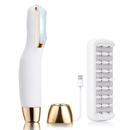 CEVEK Personal Groomers – Sonic Dermaplane Razor for Women Face, Dermaplaning Tool for Face, Sonic Edge Technology, Facial Hair Removal for Women, Peach Fuzz with 8 Replaceable Blades(White)