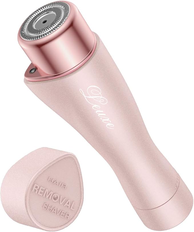 Leuxe Personal Groomers – Facial Hair Remover for Women, Leuxe Painless Hair Removal Waterproof Shaver Razor with LED Light for Peach Fuzz Fine Hair Chin Cheek Upper Lip (Rose)