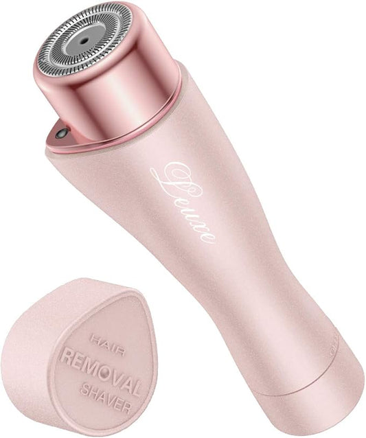 Leuxe Personal Groomers – Facial Hair Remover for Women, Leuxe Painless Hair Removal Waterproof Shaver Razor with LED Light for Peach Fuzz Fine Hair Chin Cheek Upper Lip (Rose)