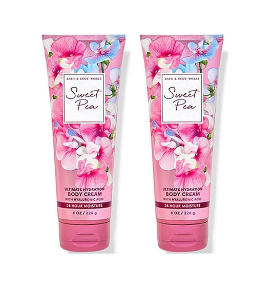 LushLather Creams – Bath and Body Works Sweet Pea 2 Pack Ultra Shea Body Cream 8 Oz