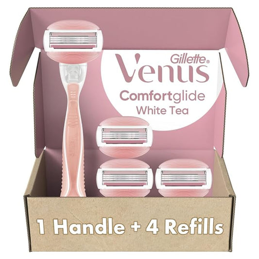 Venus Cartridge Razors – Gillette Venus ComfortGlide White Tea Women's Razor, Handle + 4 Blade Refills