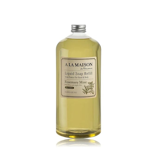 A LA MAISON Rosemary Mint Liquid Soap Bottles Moisturizing Natural Hand Wash Soap, Triple French Milled, Gentle To Hands, 33.8 Fl Oz