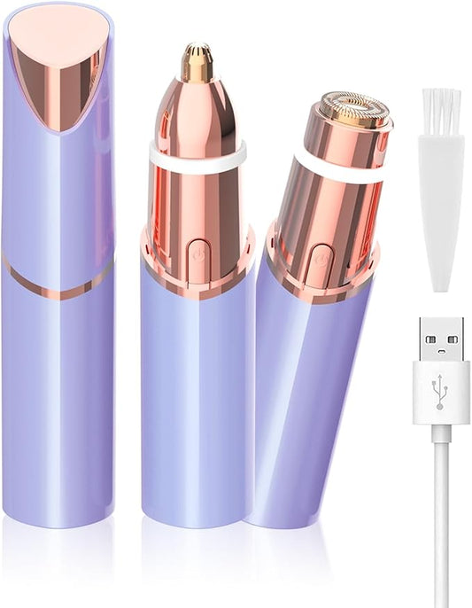 KAYZON Personal Groomers – Facial Hair Remover and Eyebrow Trimmer - 2 in 1 Facial Hair Removal Epilators for Women - Rechargeable Travel Face Hair Razor Bikini Shaver for Face Peach Fuzz Lips Chin Armpit Body (Blue)