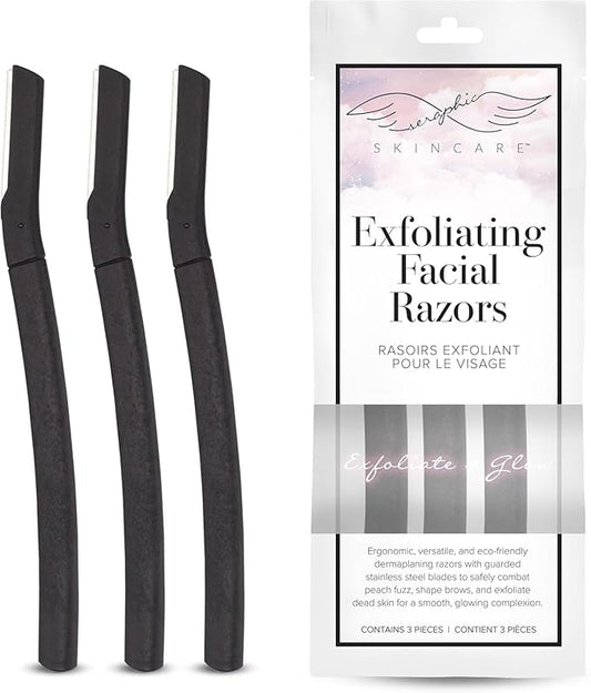 SeraphicSkincare Disposable Razors – Seraphic Skincare Exfoliating Facial Razors Blades (3pc) – For Eyebrows, Peach Fuzz & Exfoliation – Dermaplane Face Razor for Women Face – Wheat Straw Handle & Swedish Stainless Steel Blades