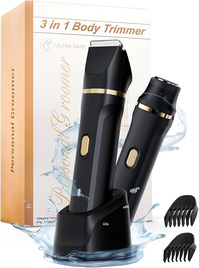Srbydt Bikini Trimmers – Upgraded Bikini Trimmer for Women, [2in1 & Painless] Electric Body Razors/Shaver, [Waterproof] Beard Trimmer for Men, Replaceable Ceramic Blade, Superior Charge Dock, Gifts for Women/Men