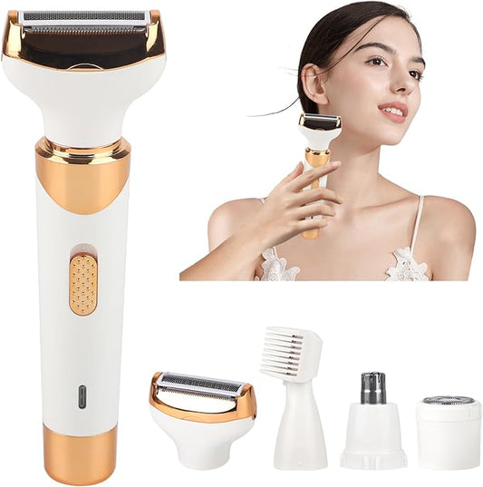 BeanifyElectricRazor Foil Shavers – Electric Razor for Womens Men,Cordless Ladies Electric Shaver,4 in 1 Painless Wet & Dry Waterproof Body Razor and Facial Hair Remover,Rechargeable Hair Removal Kit for Bikini Underarm Hairs (White)