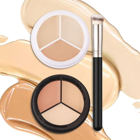 evpct 2pcs Tri-color Face Conceal Correct Cream Contour Covers Redness