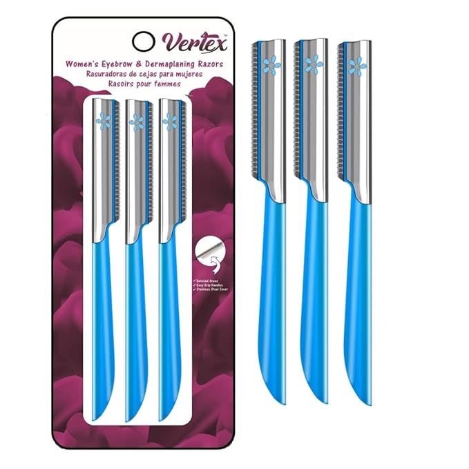 Vertex Disposable Razors – Womens Facial Hair Razor For Face Peach Fuzz Removal Shaver Dermaplaning Tool Sensitive Skin Trimmer Fine Hair Eyebrow Razors Dermaplane Exfoliating