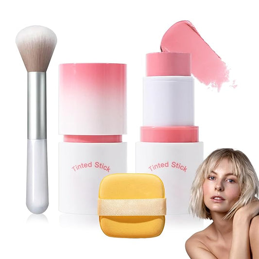 LZYLLS Blush – Cream Blush Stick with Brush and Makeup Sponge,Waterproof Multi Cream Makeup Stick,Lightweight,Long-lasting,2 in 1 Multi Blush for Cheeks & Lip Tint & Eyeshadow J