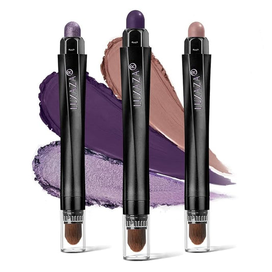 glowtalebaeuty Eyeshadow – 3PCS Cream Eyeshadow Stick Set,Pro Longwear Purple Eye Shadow Sticks Pencil Crayon-Grape Glam