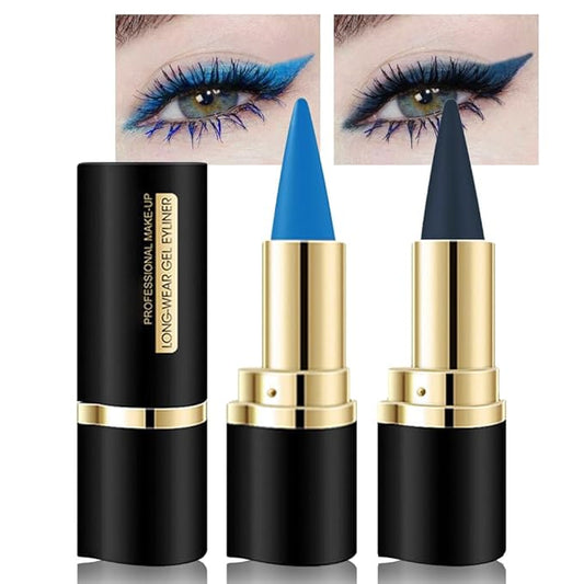 KaelyCosmetics Eyeliner – Kaely 2Pcs Light Dark Blue Gel Eyeliner Pencils Set,Waterproof Color Colored Eye Liner Crayon,Cat Eye Stencil Gothic Halloween Makeup,Face Paint Eye Black Stick,delineadores de colores para ojos