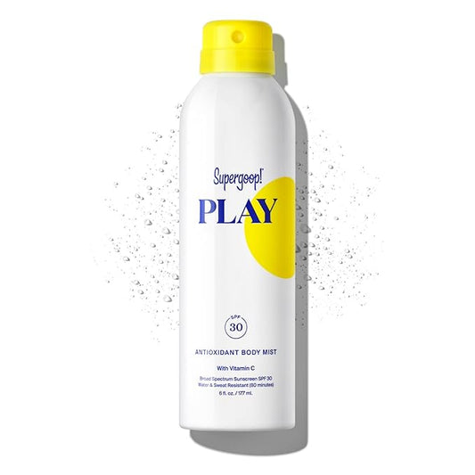 Supergoop Body Sunscreens – Supergoop! PLAY Antioxidant Body Mist with Vitamin C, 6 fl oz - SPF 50 PA++++ Broad Spectrum Sunscreen - Body Spray for Sensitive Skin - Clean Ingredients - Great for Active Days