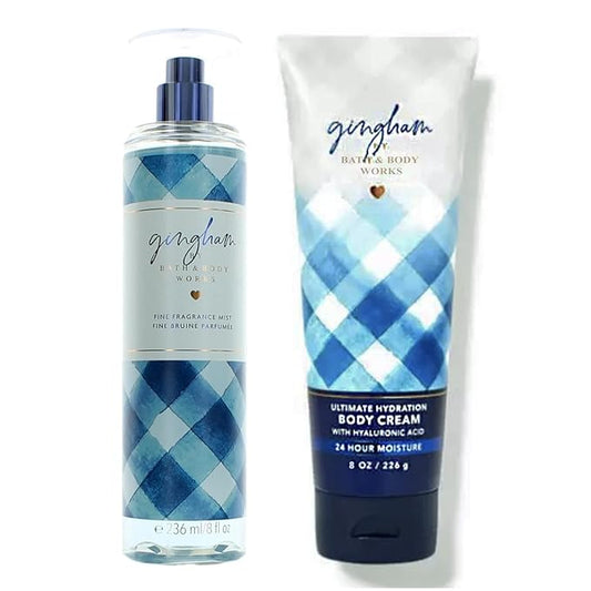 Bath+%26+Body+Works Body Sprays – Bath and Body Works Gingham 8 Ounce Ultra Shea Body and 8 Ounce Fine Fragrance Mist Duo Bundle
