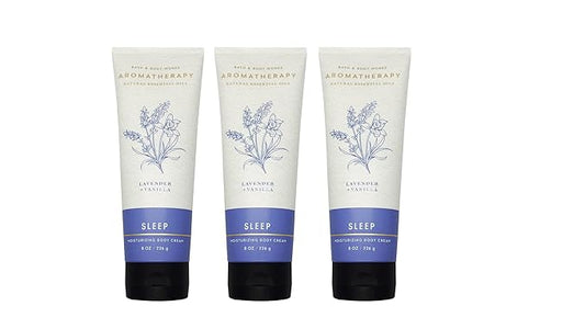 LushLather Creams – Bath & Body Works Aromatherapy Sleep Lavender + Vanilla Body Cream with Natural Essential Oils, 8 oz each - 3 Pack
