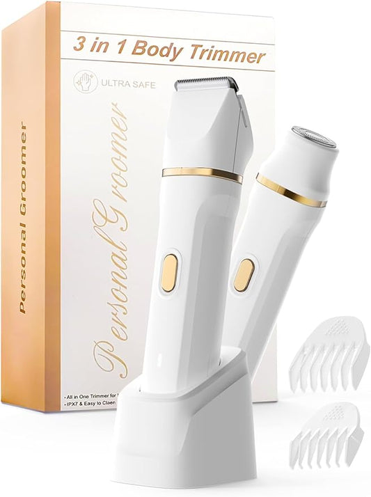 Srbydt Bikini Trimmers – Upgraded Bikini Trimmer for Women, [2in1 & Painless] Electric Face Razors/Shaver for Woman, [Waterproof] Pubic Body Hair Trimmer, Replaceable Ceramic Blade, Superior Charge Dock, Gifts for Women