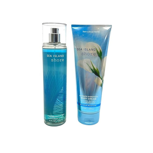 glowtalebaeuty Creams – Bath & Body Works Sea Island Shore - 2 pc bundle - Fragrance Mist 8 oz and Ultimate Hydration Body Cream 8oz