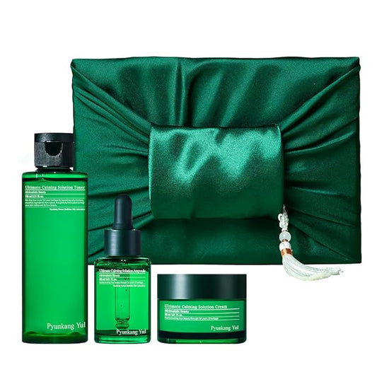 PyunkangYul Facial Kits – Pyunkang Yul Ultimate Line Skincare Set, Mother's day gift for mom, Calming Solution Toner, Ampoule & Cream, Traditional Korean-Style Packaging, Zero-Irritation (3-item set)