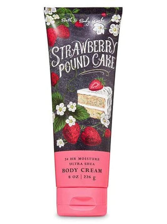 LushLather Creams – Bath and Body Works Strawberry Pound Cake Body Cream 8 Ounce Full Size