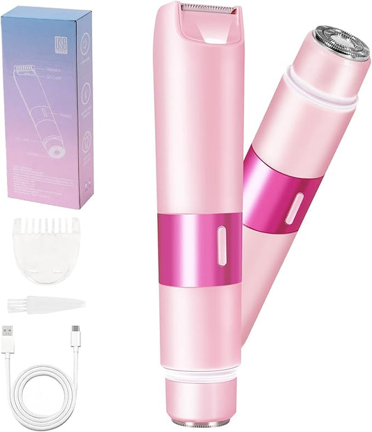 glowtalebaeuty Bikini Trimmers – Bikini Trimmer for Women, 2 in 1 Electric Razor with LED Light, Body Facial Hair Remover, Type-C Charging, Wet/Dry Use for Smooth Skin