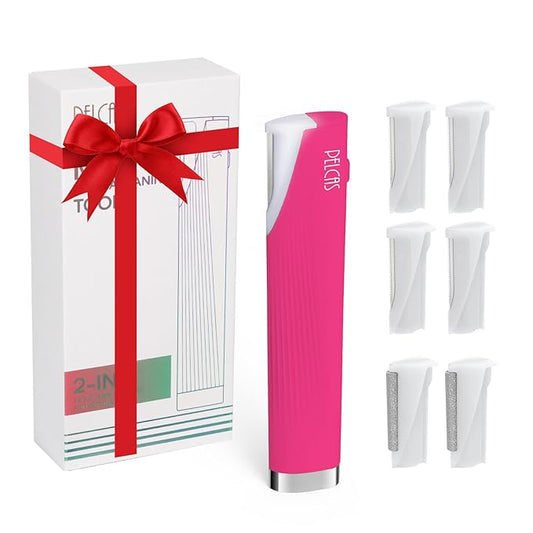 PELCAS Light Hair Removal – PELCAS Electric Dermaplaning Tool for Face with LED Light, Mini Dermaplaning Razor Kit for Women with 6 Replace Blades 3 Speeds Facial Peach Fuzz Exfoliation & Hair Removal At Home BV18-712 Rose Pink