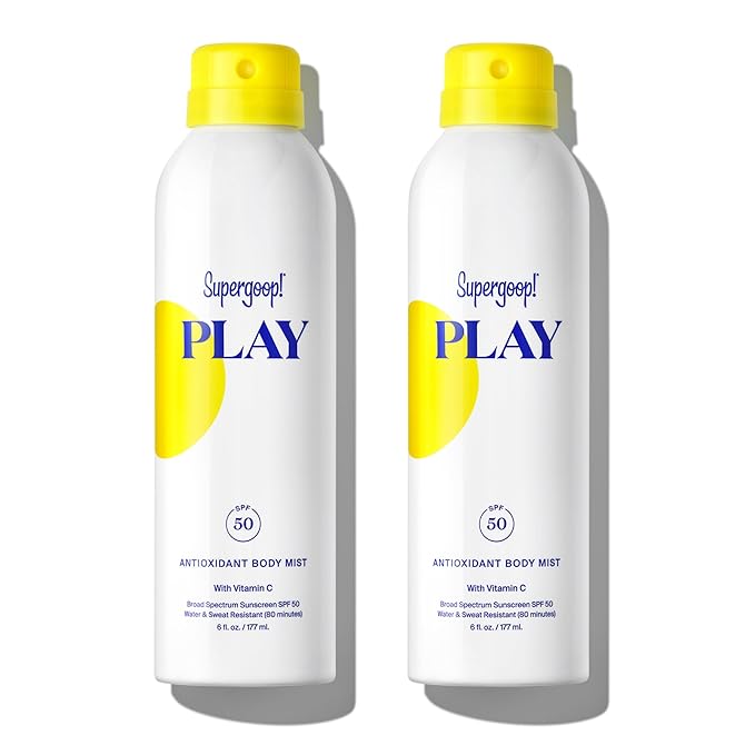 Supergoop Body Sunscreens – Supergoop! PLAY SPF 50 Antioxidant Body Mist w/Vitamin C, 6 fl oz - 2 Pack - Broad Spectrum Sunscreen Spray - Clean Ingredients for Sensitive Skin - Great for Active Days