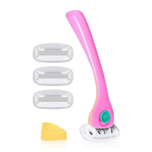 TheAward-WinningRazor Cartridge Razors – Billie Razors for Women Shave Kit – Women’s Razor + 4 x 5-Blade Razor Refills + Magnetic Holder – Malibu