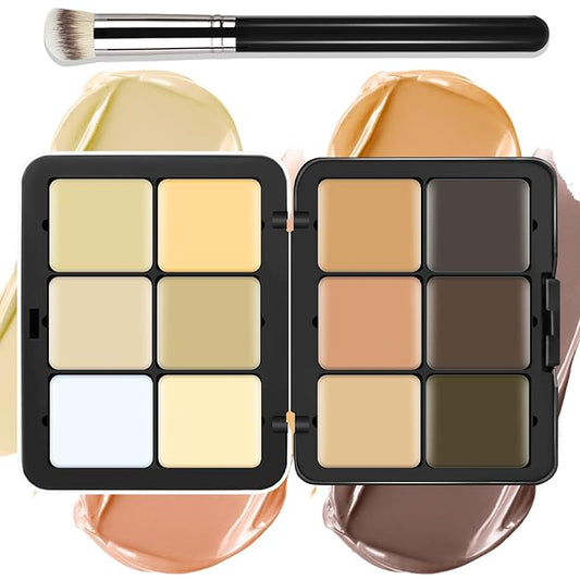 glowtalebaeuty Concealers & Neutralizers – 12 Colors Cream [Contour Concealer Foundation] Makeup Palette for Cheeks - All in One Makeup Palette Kit with Brush, Natural Matte Long Wearing, Waterproof Blendable Face Make Up Pallete (#03)