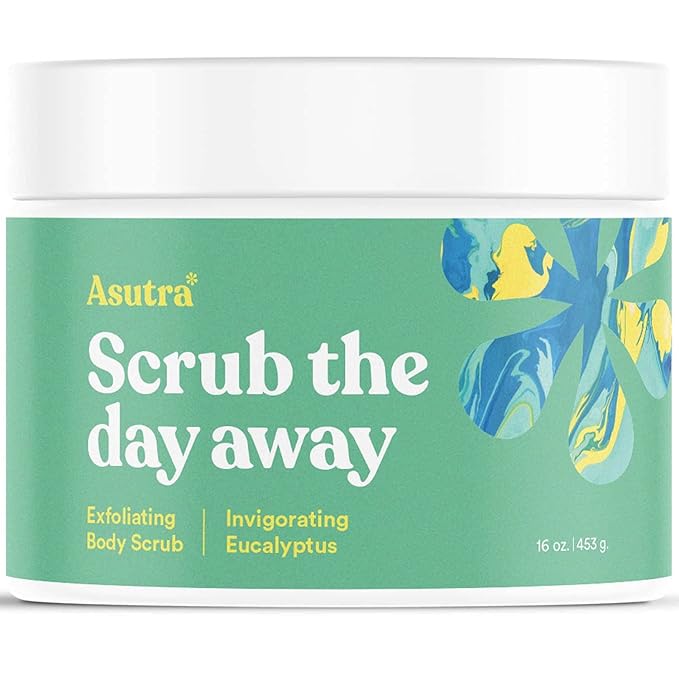 ASUTRAASUWD Body Scrubs – ASUTRA Dead Sea Salt Essential Oil Body Scrub Exfoliator (Invigorating Eucalyptus), 16 oz - Ultra Hydrating, Gentle, & Moisturizing - Coconut, Eucalyptus, and Marjoram Oils