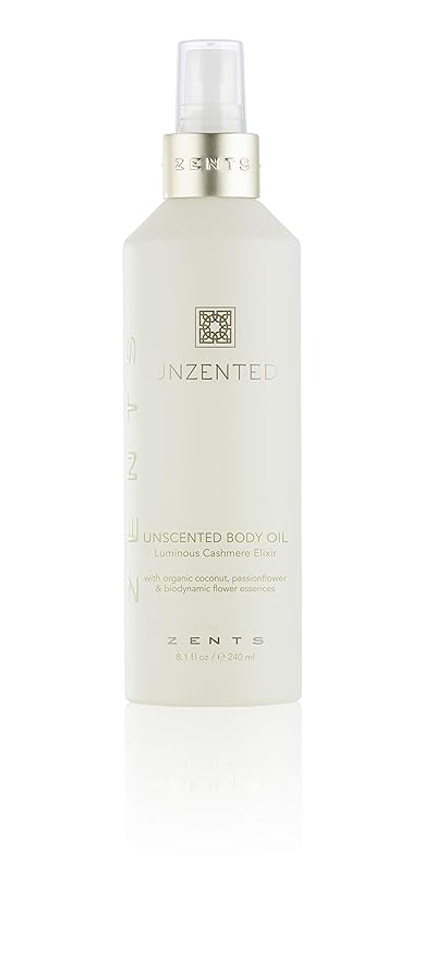 Zents Oils – Zents Luminous Cashmere Body Oil (Fragrance-Free) | Moisturizing Body Oil with Vitamin E & Organic Coconut Oil | Softens & Smooths Skin | 8 fl oz