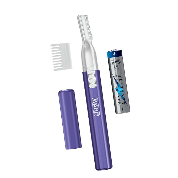 Wahl Personal Groomers – Wahl Clean & Confident Female Battery Pen Trimmer with Rinseable Blades for Eyebrows, Facial Hair, & Light Grooming- Hygienic Grooming & Easy Cleaning with Battery Included - Model 5640-100