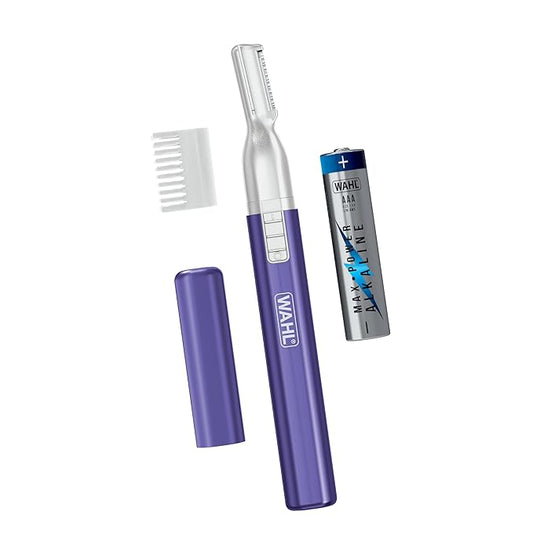 Wahl Personal Groomers – Wahl Clean & Confident Female Battery Pen Trimmer with Rinseable Blades for Eyebrows, Facial Hair, & Light Grooming- Hygienic Grooming & Easy Cleaning with Battery Included - Model 5640-100