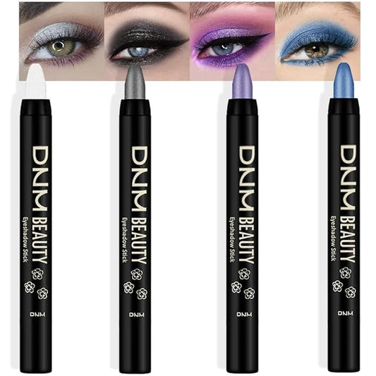 evpct Eyeshadow – evpct 4Pcs Cream Eyeshadow Pencil Bulk Stick Set for Eyes Waterproof Pearl White Pearl Black Violet Purple Royal Blue Shimmer Metallic Eyeshadow Crayon Stick sombras en crema para ojos