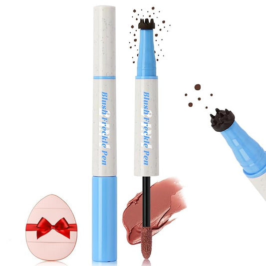 HOSAILY Blush – Freckle Blush Pen, 2in1 Dark Brown Faux Freckle Stamp Pen Coral Orange Liquid Blush for Natural Summer Sunkissed Makeup, Lifelike Waterproof Long Lasting Quick Dry Fake Frecks Tint Marker02#