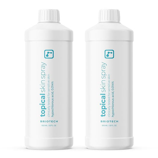 BRIOTECHUSA Face Mists – BRIOTECH Topical Skin Spray, Hypochlorous Acid Spray for Body & Face, Eyelid Cleanser, HOCl Facial Mist, Support Against Irritation, Calm Redness, Soothe Foot & Scalp, 32oz (2 Pack)